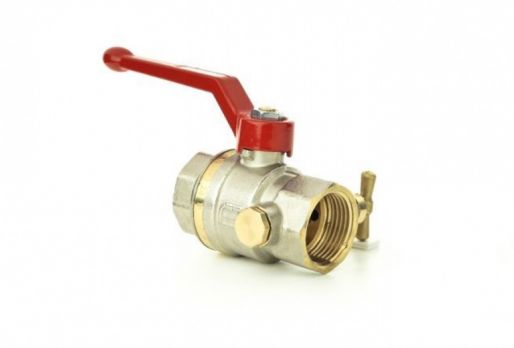 Danfoss 065B8217 - Латунный шаровой кран Danfoss с внутренней резьбой и спускным элементом Ду 20 мм, PN 40 бар